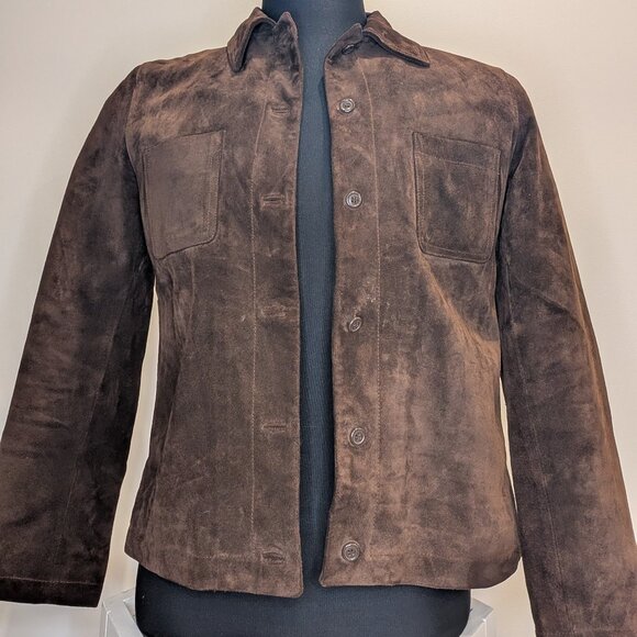 Chocolate Brown Suede Fall Shacket - Women's sz M - Picture 1 of 7